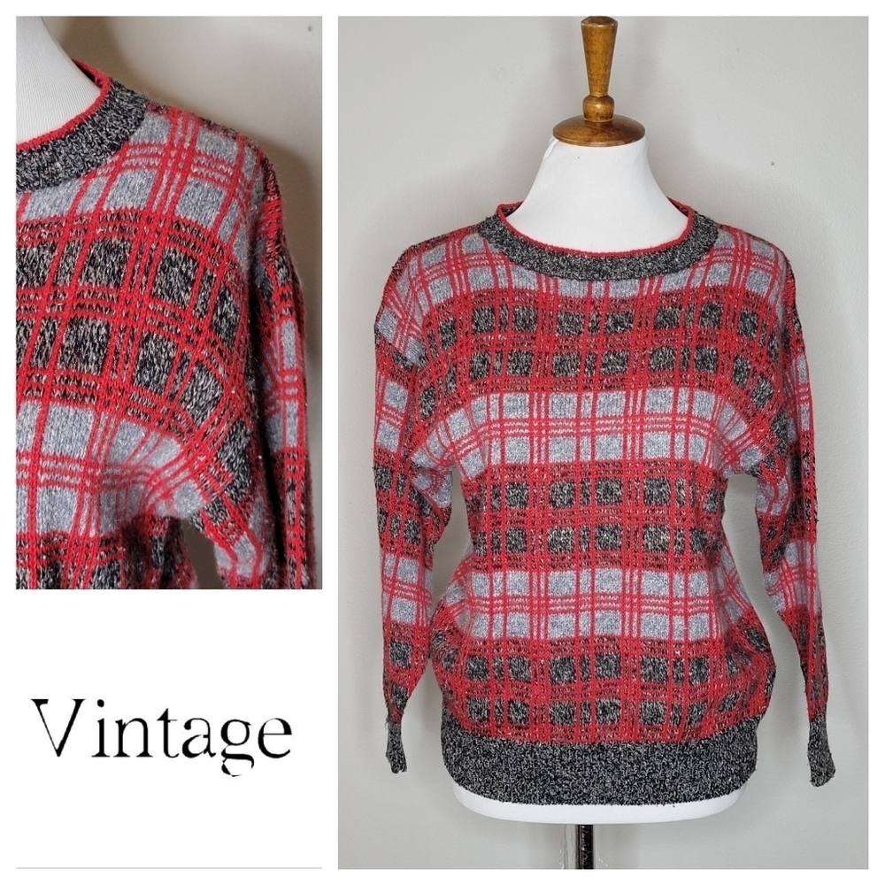 Vintage De Rotchild  Deadstock Plaid Sweater Size Large NWT‎